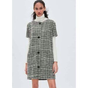Zara Black White Tweed Dress (L)